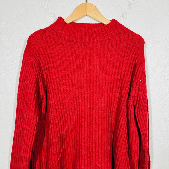 NEW! Tru Luxe Jeans Ribbed Mock Neck Sweater Long Sleeved Red Casual - L - Picture 2 of 5